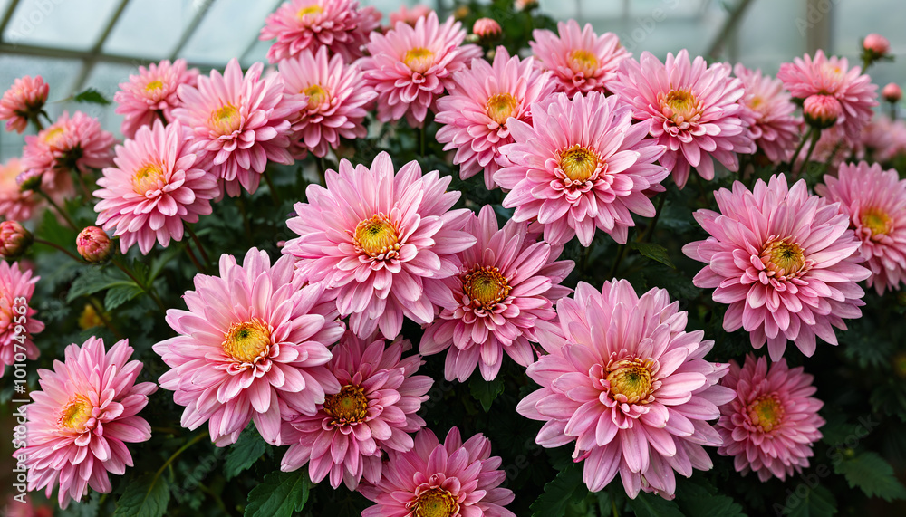 Bouquet de chrysanthèmes roses en pleine floraison Bouquet de chrysanthèmes roses en pleine floraison