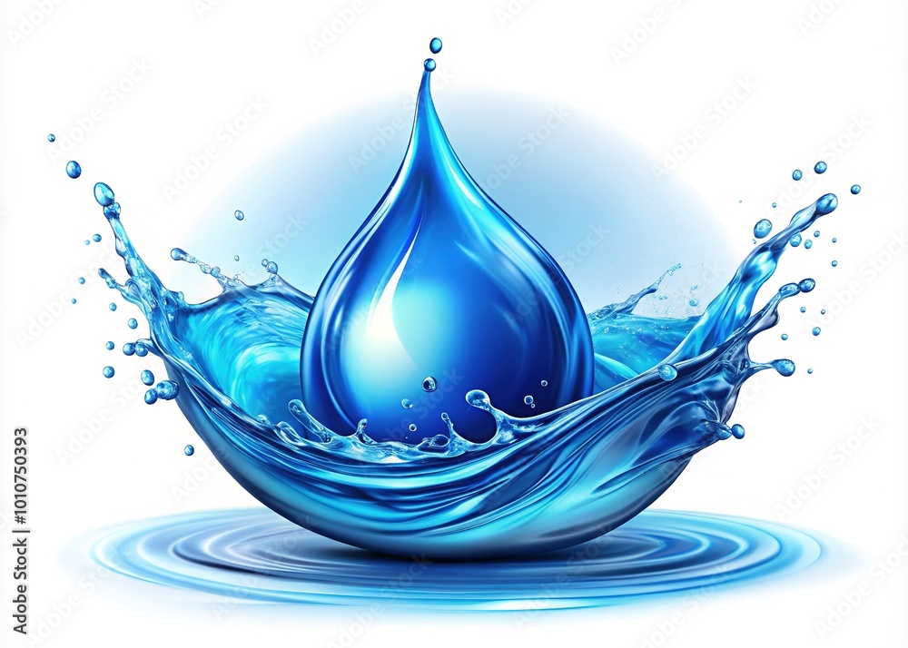 An elegant blue droplet logo encapsulating a splash wave concept, set against a pristine white background. Ideal for businesses focusing on water and liquid imagery. An elegant blue droplet logo encapsulating a splash wave concept, set against a pristine white background. Ideal for businesses focusing on water and liquid imagery.