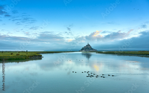 landscape with Le Mont Saint Michel in Normandy, one of the most famous attractions in France