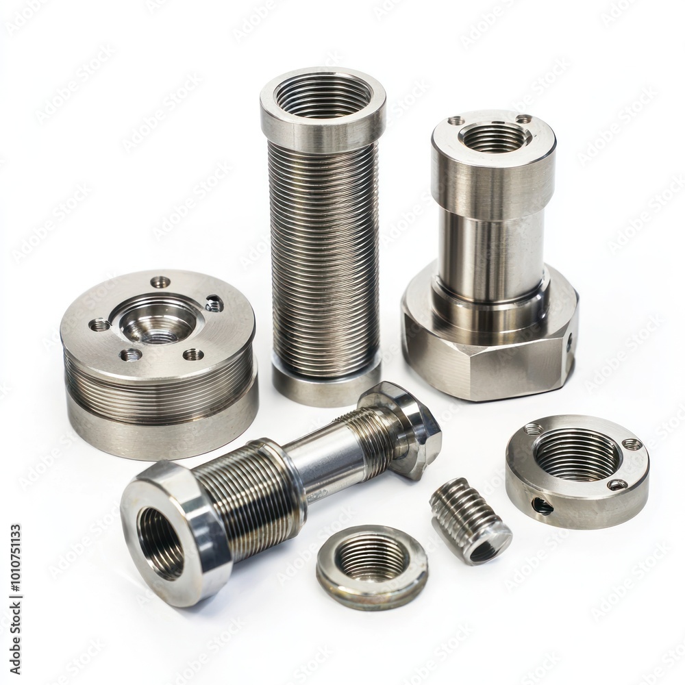 Titanium components showing strength. isolated on white background. Titanium components showing strength. isolated on white background.