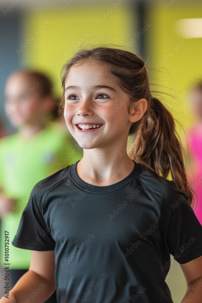 Group of kids participating in a school fitness challenge. They play games and do fun exercises during gym class