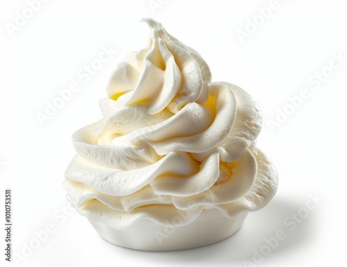 A large white frosting swirl sits on a white background