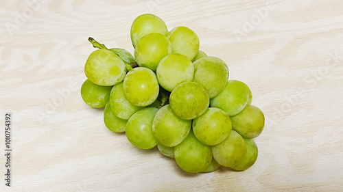 Green seedless grapes, ripe and sweet photo