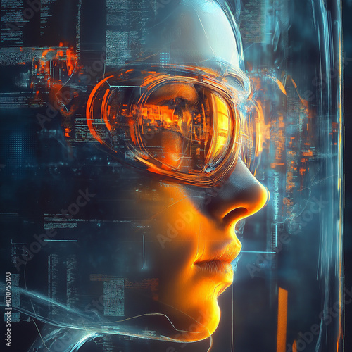 Hi-tech background image  future technology  generative AI illustration