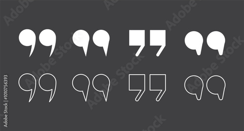 Vector black quote icon set. Quote Icon Object, Quote Icon Picture, Quote Icon Image - stock vector