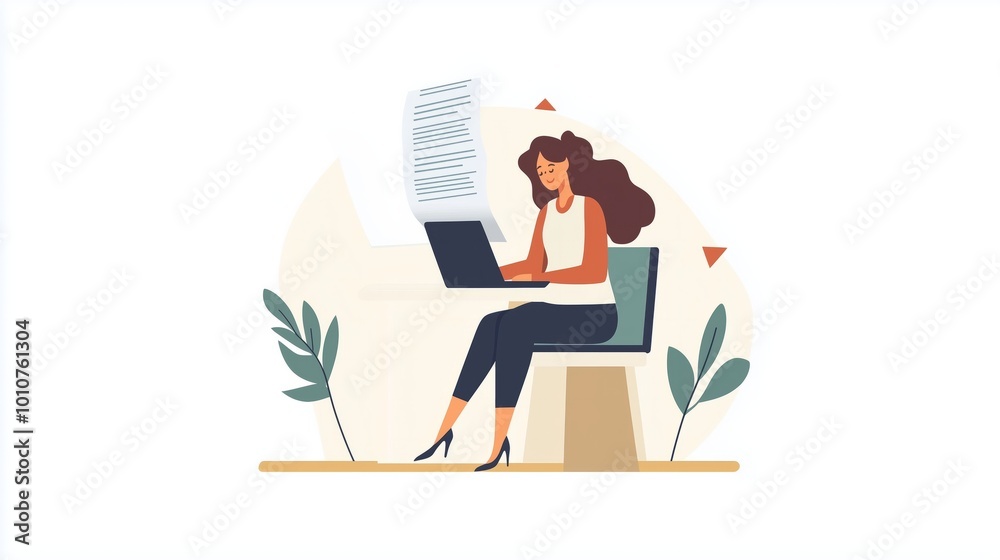 concept of copywriting. girl with laptop sits and prints article creative person. earnings on internet and freelancer in workplace. interesting content for website. cartoon flat vector illustration. concept of copywriting. girl with laptop sits and prints article creative person. earnings on internet and freelancer in workplace. interesting content for website. cartoon flat vector illustration.