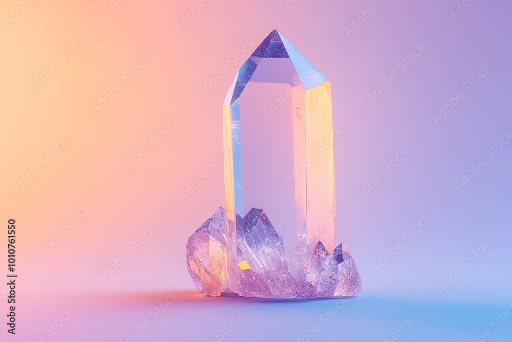 Illuminated crystal shard on gradient backdrop Illuminated crystal shard on gradient backdrop