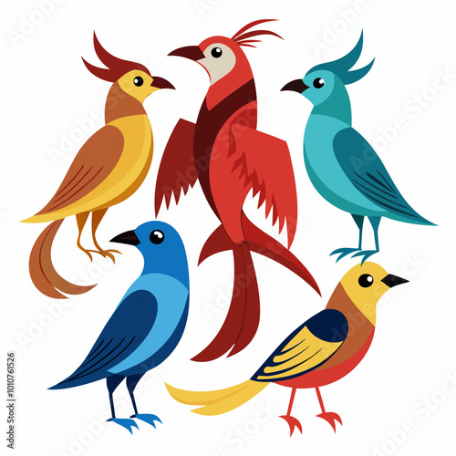 Elegant Bird Set Vector Art Illustration Collection