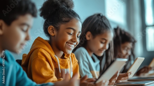 Students practicing new languages with AI-driven language learning apps that provide real-time feedback.