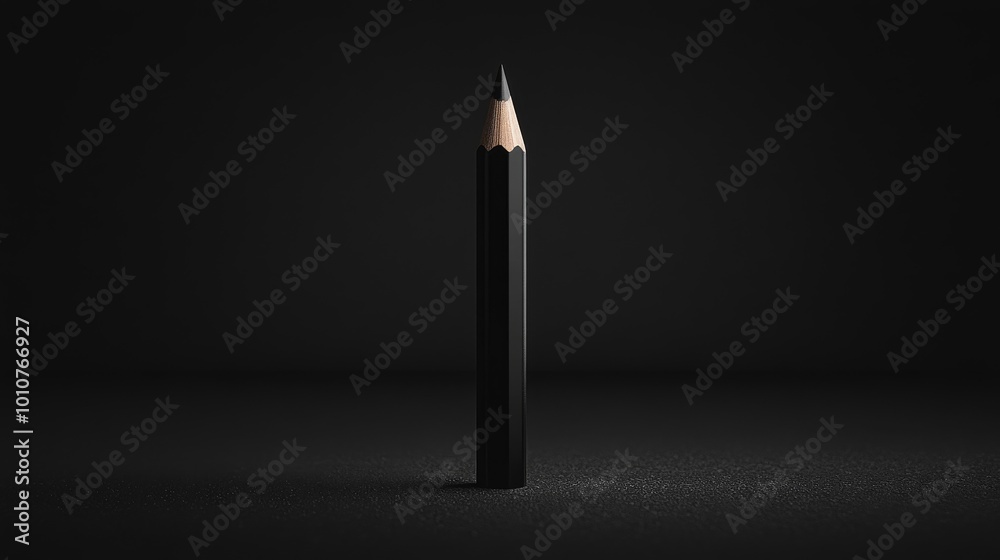 A black pencil stands out against a dark backdrop. A black pencil stands out against a dark backdrop.