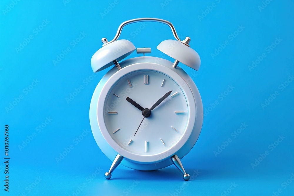 In a timelapse, a white alarm clock on a blue backdrop reveals 10:40, illustrating how time advances and the urgency of approaching deadlines. In a timelapse, a white alarm clock on a blue backdrop reveals 10:40, illustrating how time advances and the urgency of approaching deadlines.