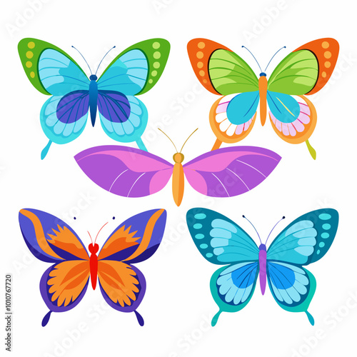 Beautiful Butterfly Set Vector Art Illustrations for Creative Designs