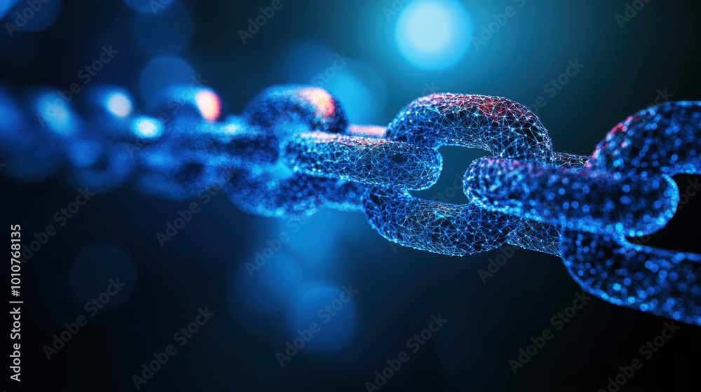 digital representation of blockchain chain link, showcasing interconnected nodes in vibrant blue and red color scheme. This symbolizes concept of security and transparency in digital transactions digital representation of blockchain chain link, showcasing interconnected nodes in vibrant blue and red color scheme. This symbolizes concept of security and transparency in digital transactions