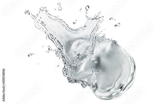 Splashing water droplets against a dark background, illustrating motion and fluidity.