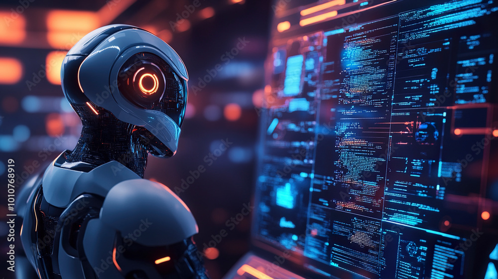 Robot analyzes and thinks about problems Robot analyzes and thinks about problems