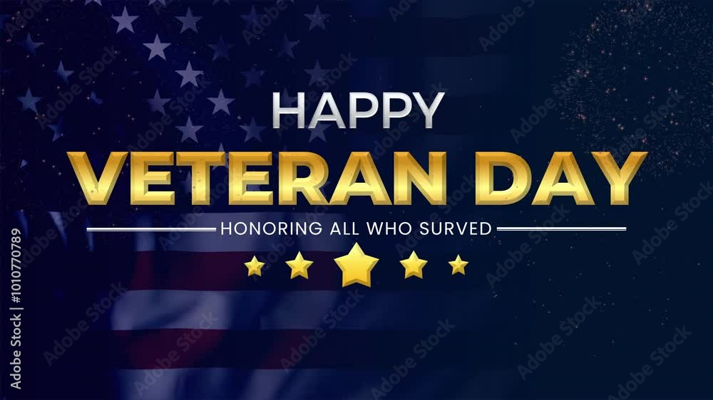 veteran day footage with gold text animation and background flag motion. best for veteran day greetings project or etc