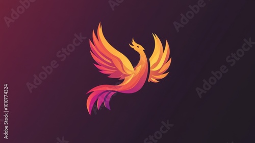 A creative logo design featuring a phoenix bird in flight, perfect for a company or brand looking for a symbol of strength and rebirth.