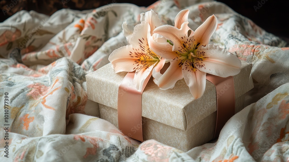 Elegant Floral Gift Wrapped in Soft Fabric