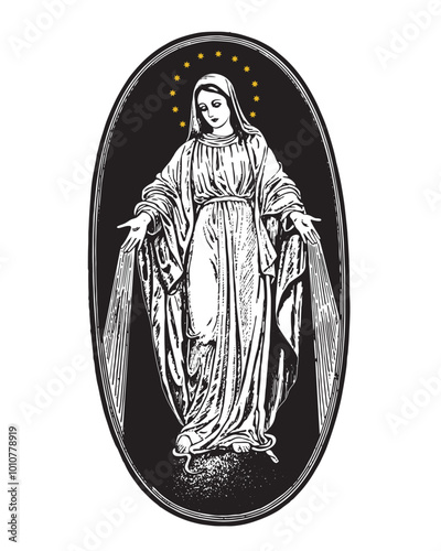 Our Lady of grace vector Blessed Virgin Mary Catholic religious vector