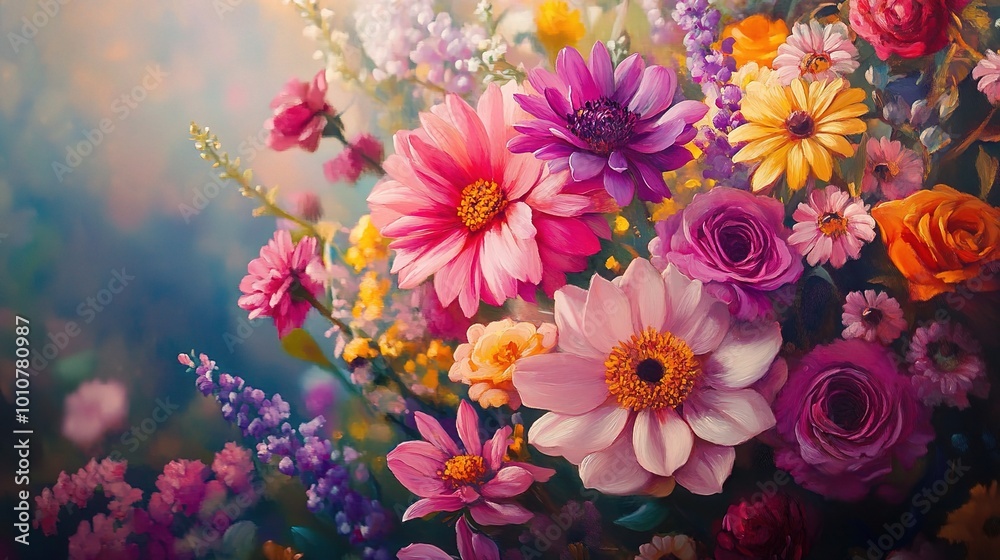 Vibrant Floral Arrangement with Diverse Blooms Vibrant Floral Arrangement with Diverse Blooms