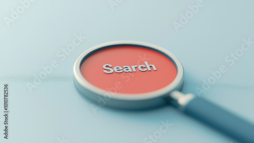 Search magnifying glass icon on soft blue background, symbolizing exploration and inquiry. This captures essence of seeking information and discovery