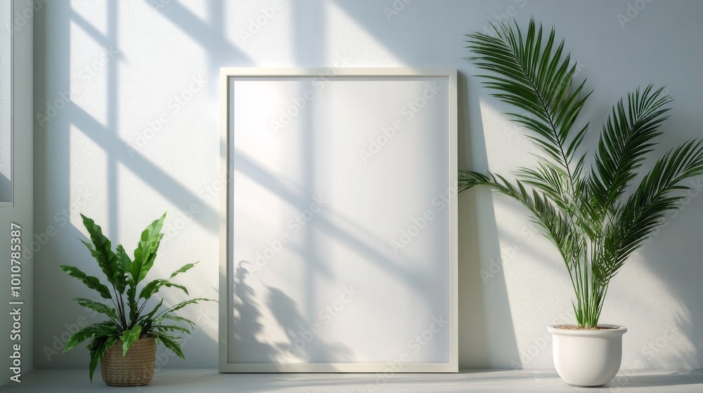 Minimalist Interior with Plants and Frame Minimalist Interior with Plants and Frame