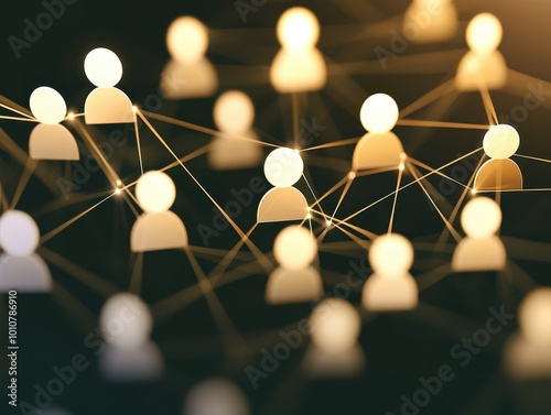 A visual representation of interconnected figures symbolizing networking, collaboration, and social connections. photo