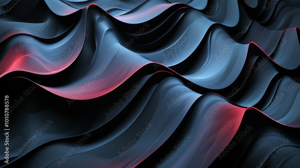 Fototapeta premium Abstract 3D waves, modern and futuristic. Digital art background, neon light, digital illustration