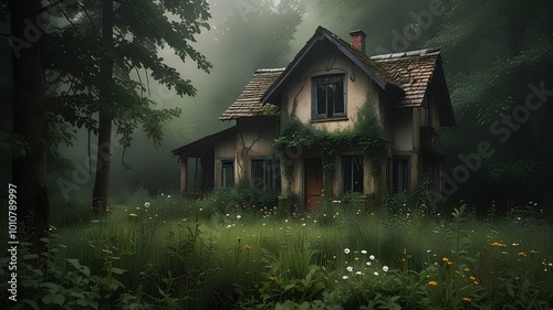 Hidden in the woods, this lost house brings timeless mystery and quiet beauty to the forest. photo