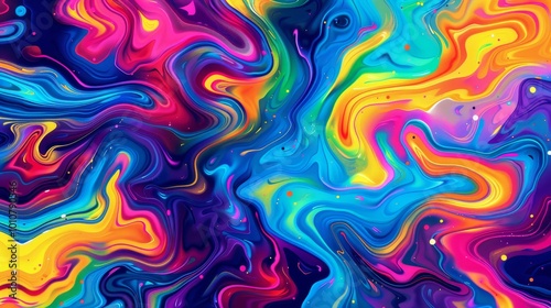 Abstract psychedelic colorful marble pattern with swirls and gradients. Ideal for wallpapers, backgrounds, and digital art.