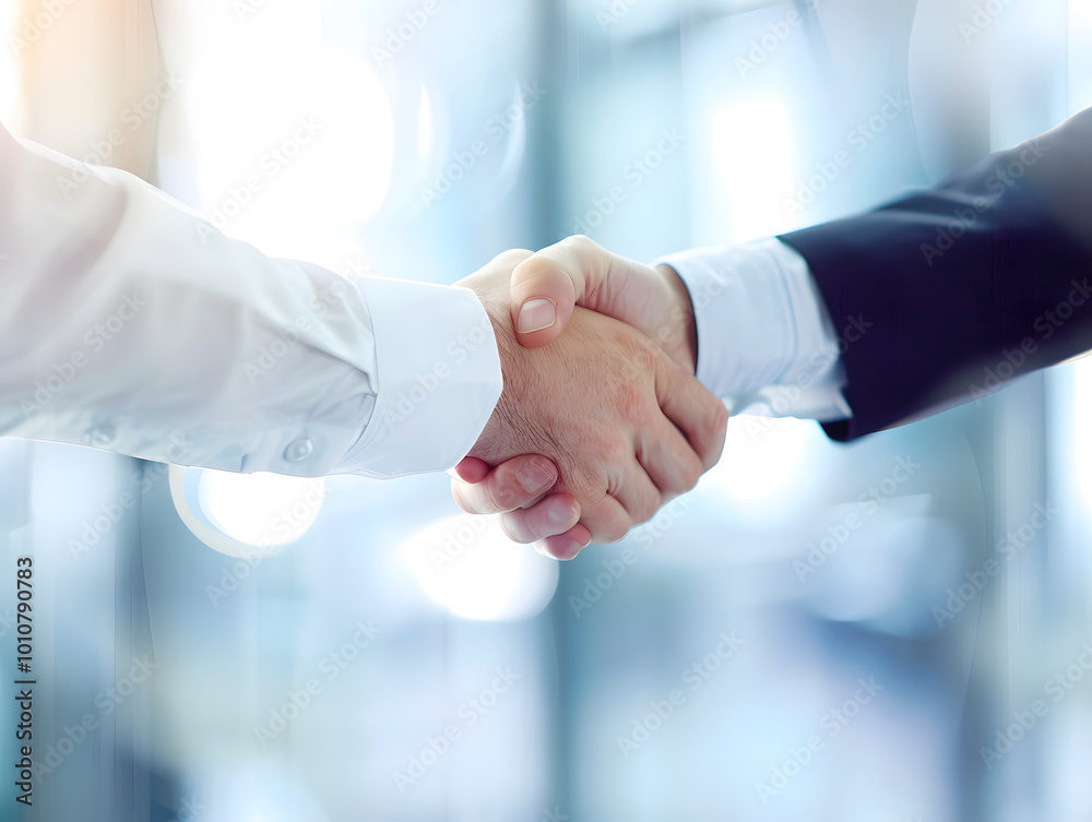 soft focus photo of handshake between two business professionals, symbolizing agreement and collaboration in modern office environment soft focus photo of handshake between two business professionals, symbolizing agreement and collaboration in modern office environment