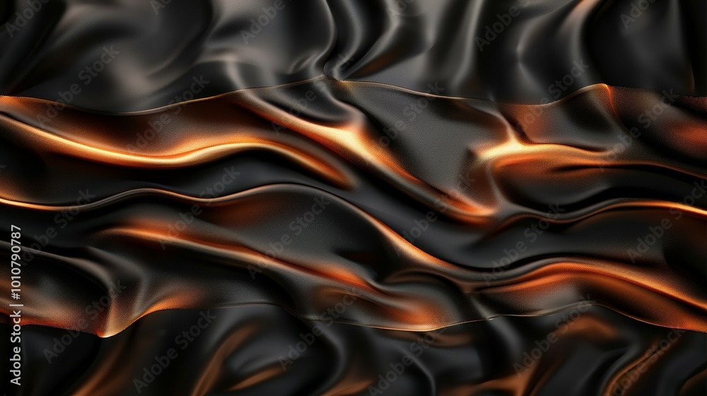 Abstract background of black and gold silk fabric waves. Abstract background of black and gold silk fabric waves.