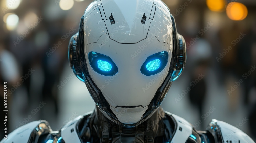 Futuristic Robot with Blue Eyes Futuristic Robot with Blue Eyes