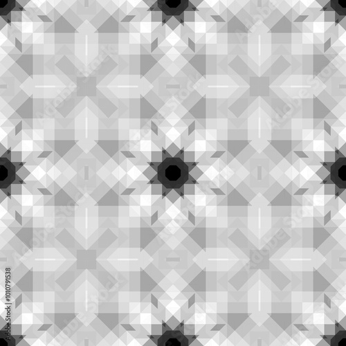 Abstract geometric black and white hipster fashion gradient pattern, fabric decor with polygonal form