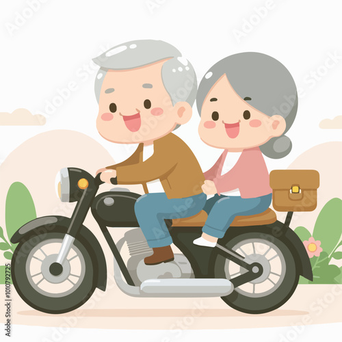 Grandpa and Grandma on the motorbike