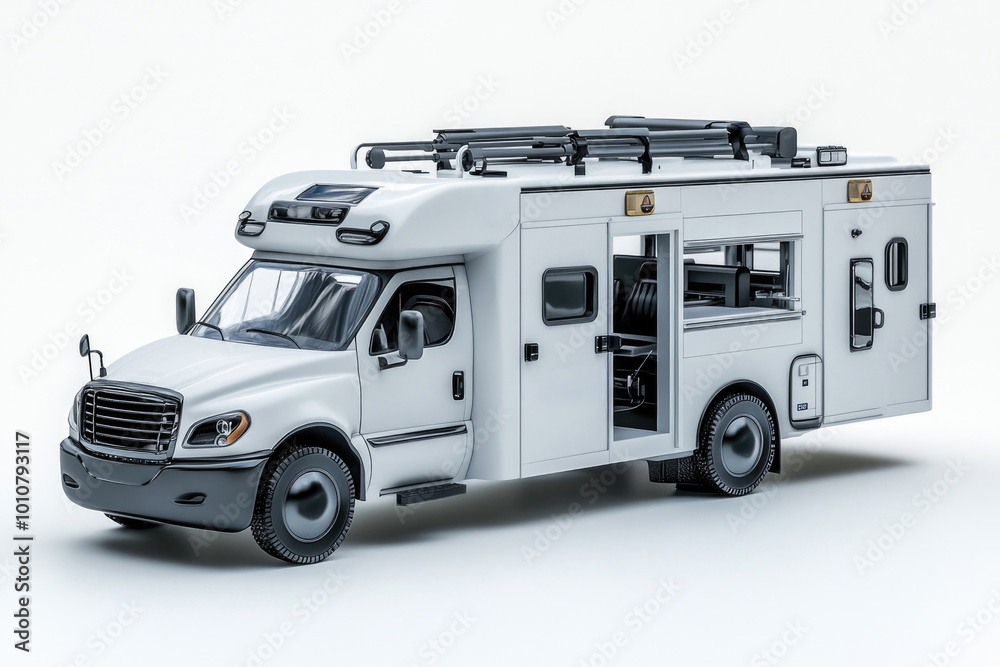 A medical mobile car isolated on a white background. A medical mobile car isolated on a white background.