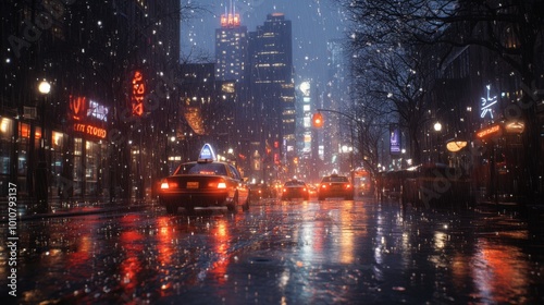 Rainy City Nightscape