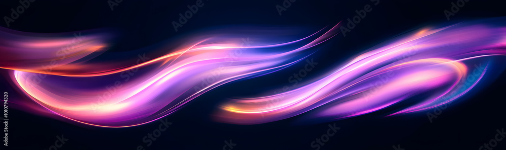 Obraz premium Abstract vector illustration with smooth, flowing lines in pink, purple, and blue against a dark background.