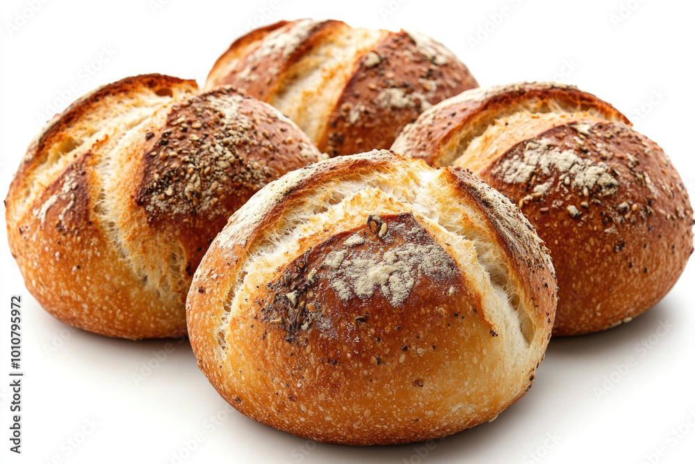 Crispy bread rolls isolated on a white background. Crispy bread rolls isolated on a white background.