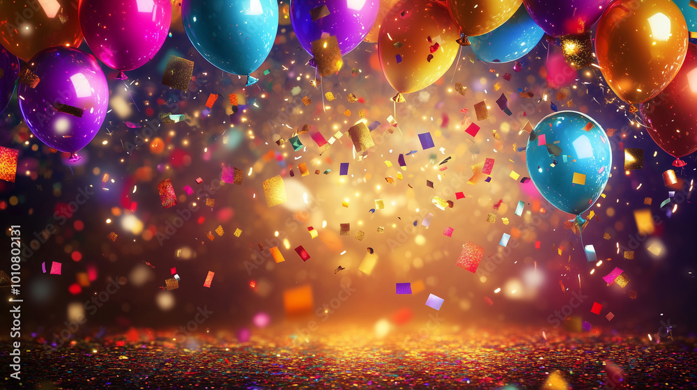 Party Background with lights, confetti, balloons and serpentine
Party Background with lights, confetti, balloons and serpentine