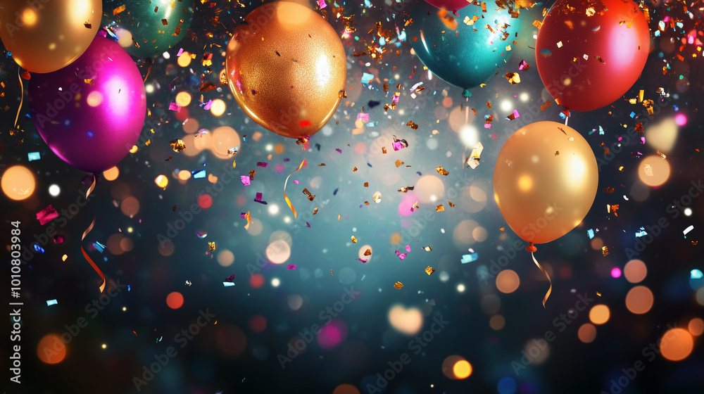 Party Background with lights, confetti, balloons and serpentine
Party Background with lights, confetti, balloons and serpentine