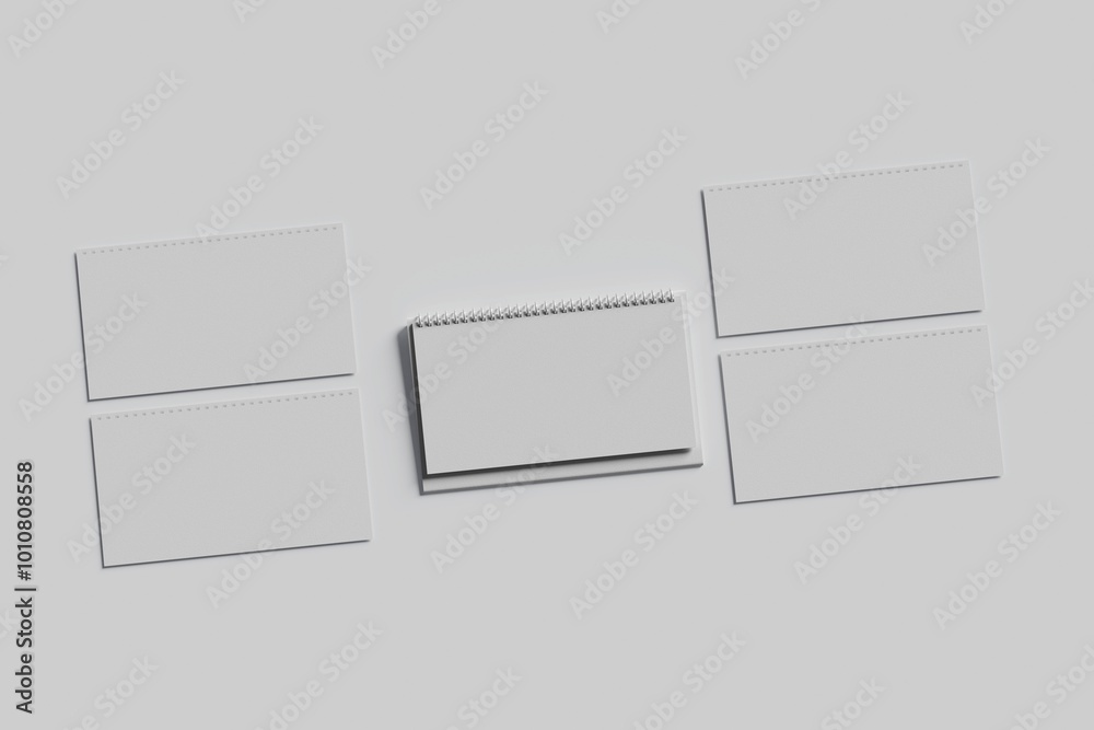 Blank desk top calendar, blank desktop flip-top calendar, mock up template for corporate design, 3d render Blank desk top calendar, blank desktop flip-top calendar, mock up template for corporate design, 3d render