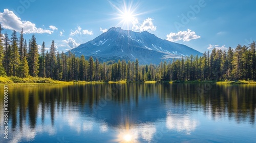 Majestic Mountain Reflection in Serene Lake