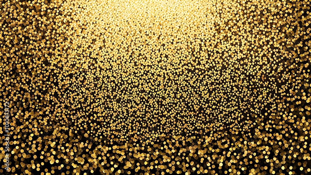Golden Bokeh Lights on Black Background