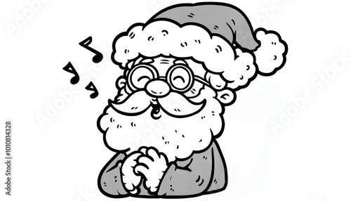 Wallpaper Mural Line drawing, Santa Claus singing illustration Torontodigital.ca