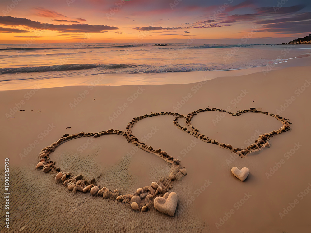 Fotografie Herzspuren im Sand