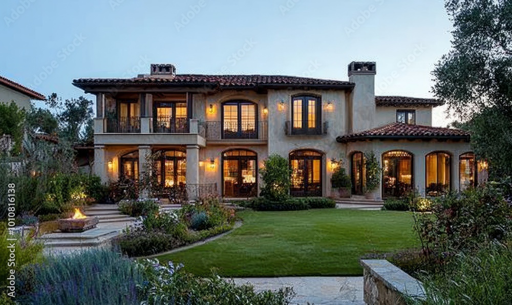 Contemporary rich exterior of luxury country house