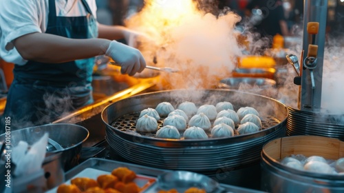 Close-up of traditional Lunar New Year dumplings being prepared