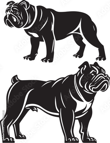 A Vector Silhouette image of a bulldog on a white background