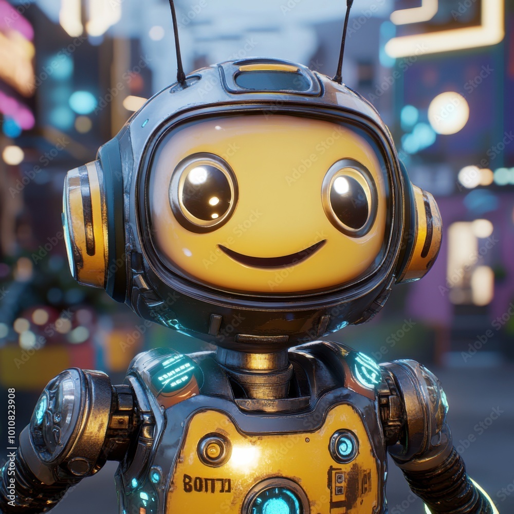 Robot's Mechanical Mien: Cartoon Face Portrait Robot's Mechanical Mien: Cartoon Face Portrait